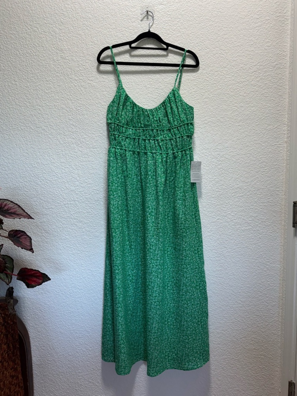 Charles Henry Green Floral Maxi Dress with Spaghetti Straps